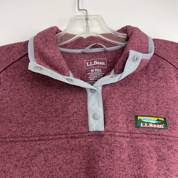 L.L. Bean Maroon Quarter Snap Pullover Sweater Misses Medium Reg - Picture 2 of 10